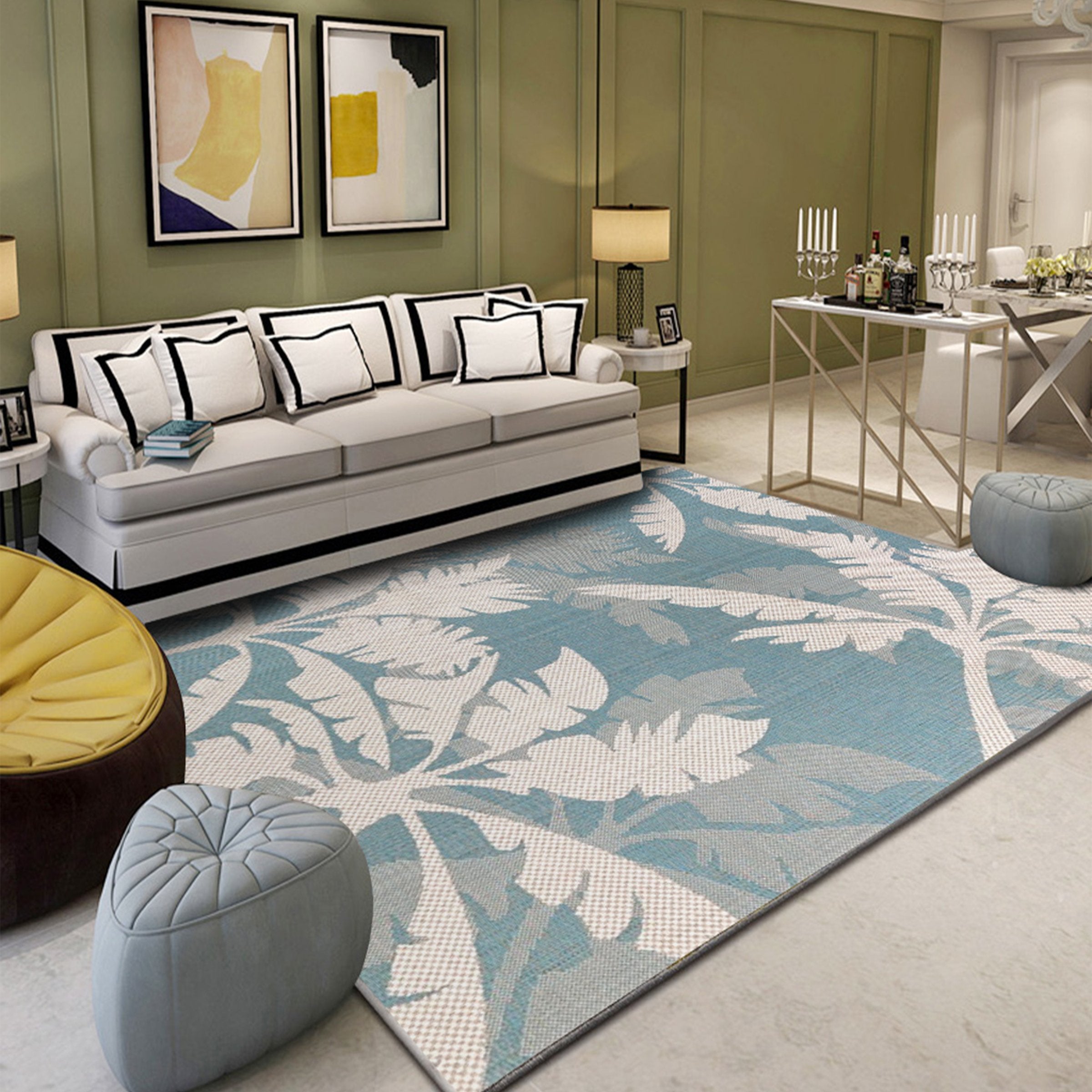 3D White Leaves WG175 Non Slip Rug Mat Mat AJ Creativity Home