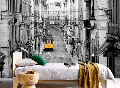 3D Tram Street Building 604 Wallpaper AJ Wallpaper