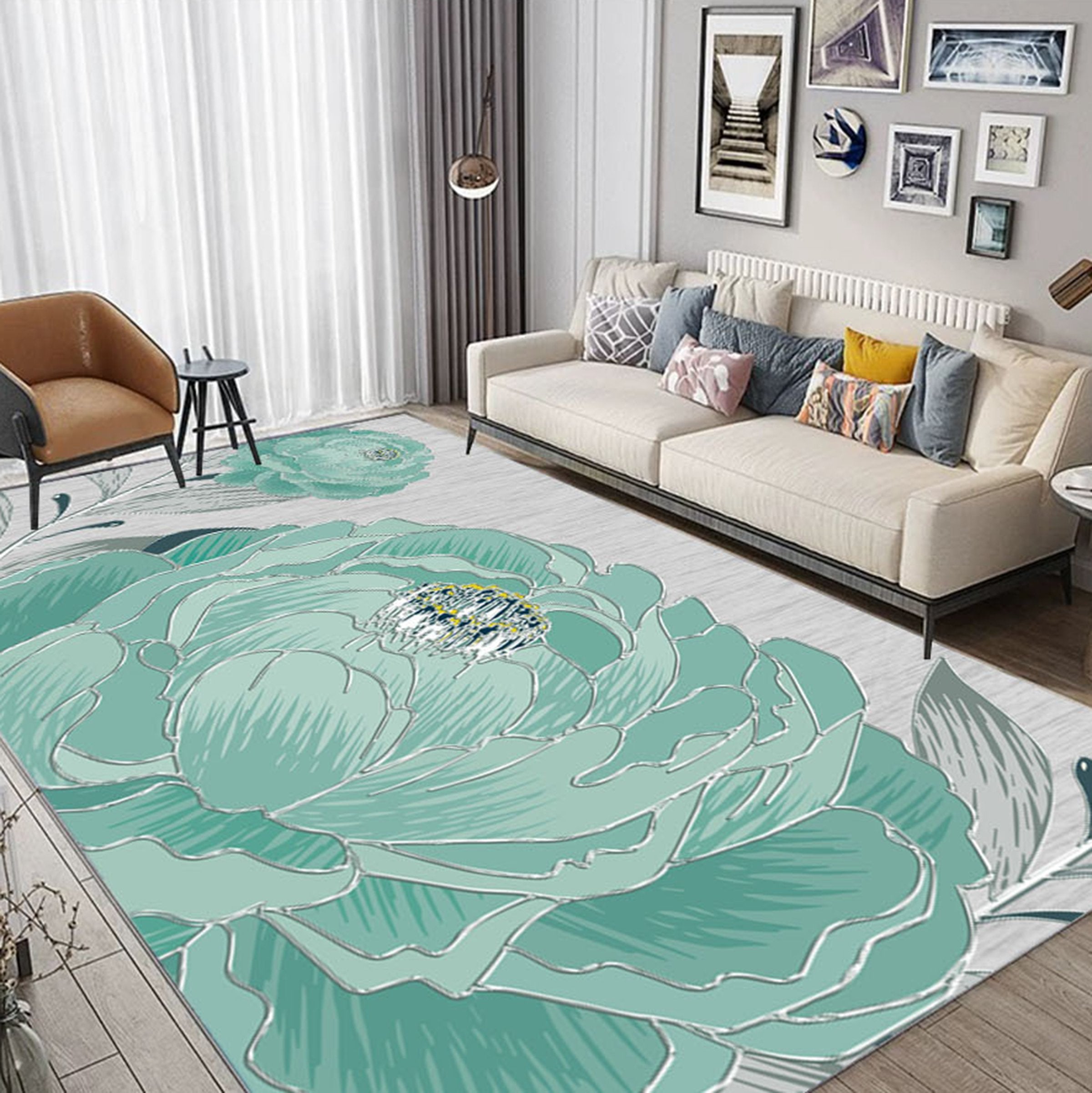 3D Green Flower WG001 Non Slip Rug Mat Mat AJ Creativity Home