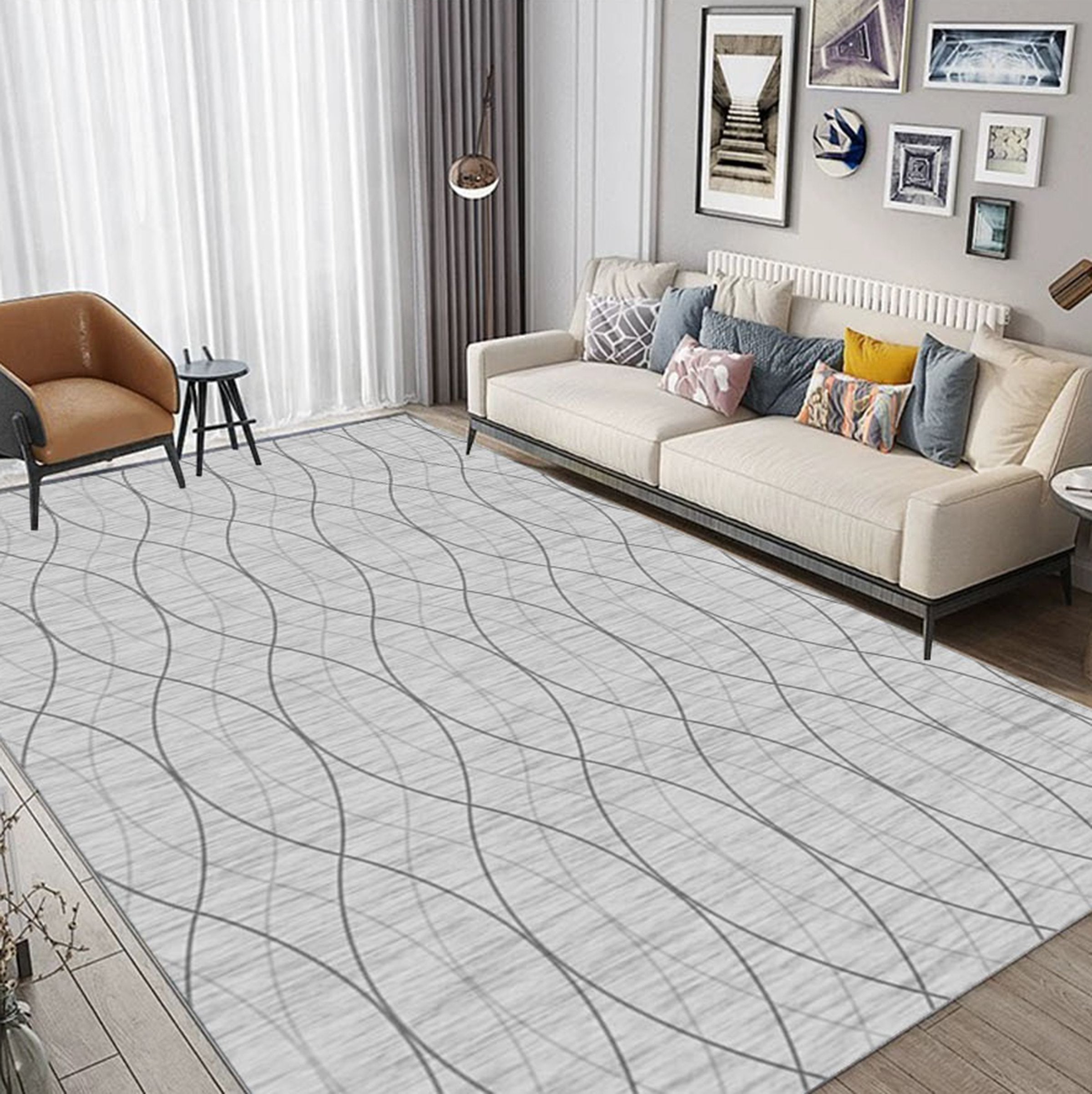 3D Gray Lines WG525 Non Slip Rug Mat Mat AJ Creativity Home