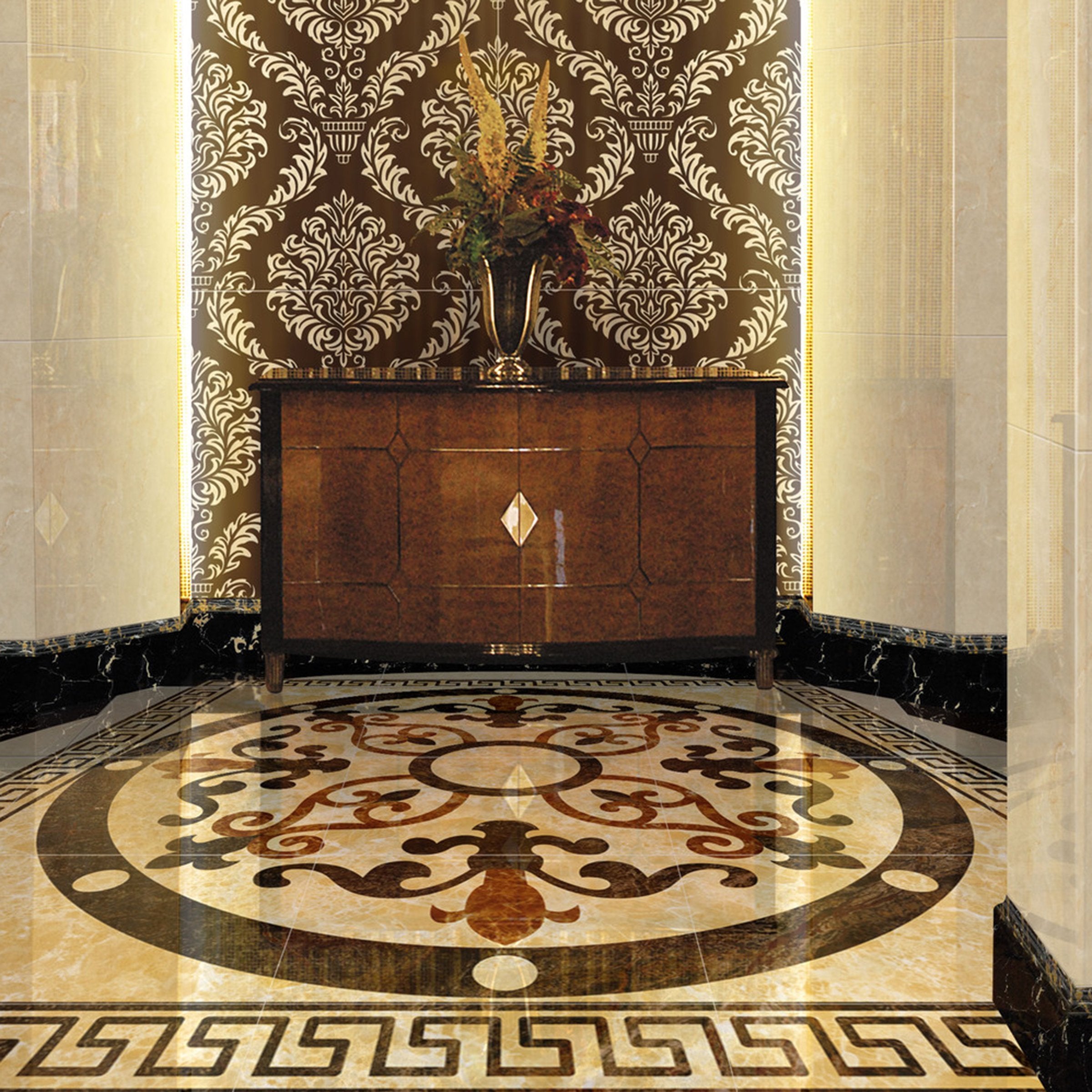 3D Marble Round Back Pattern WG416 Floor Mural Wallpaper AJ Wallpaper 2