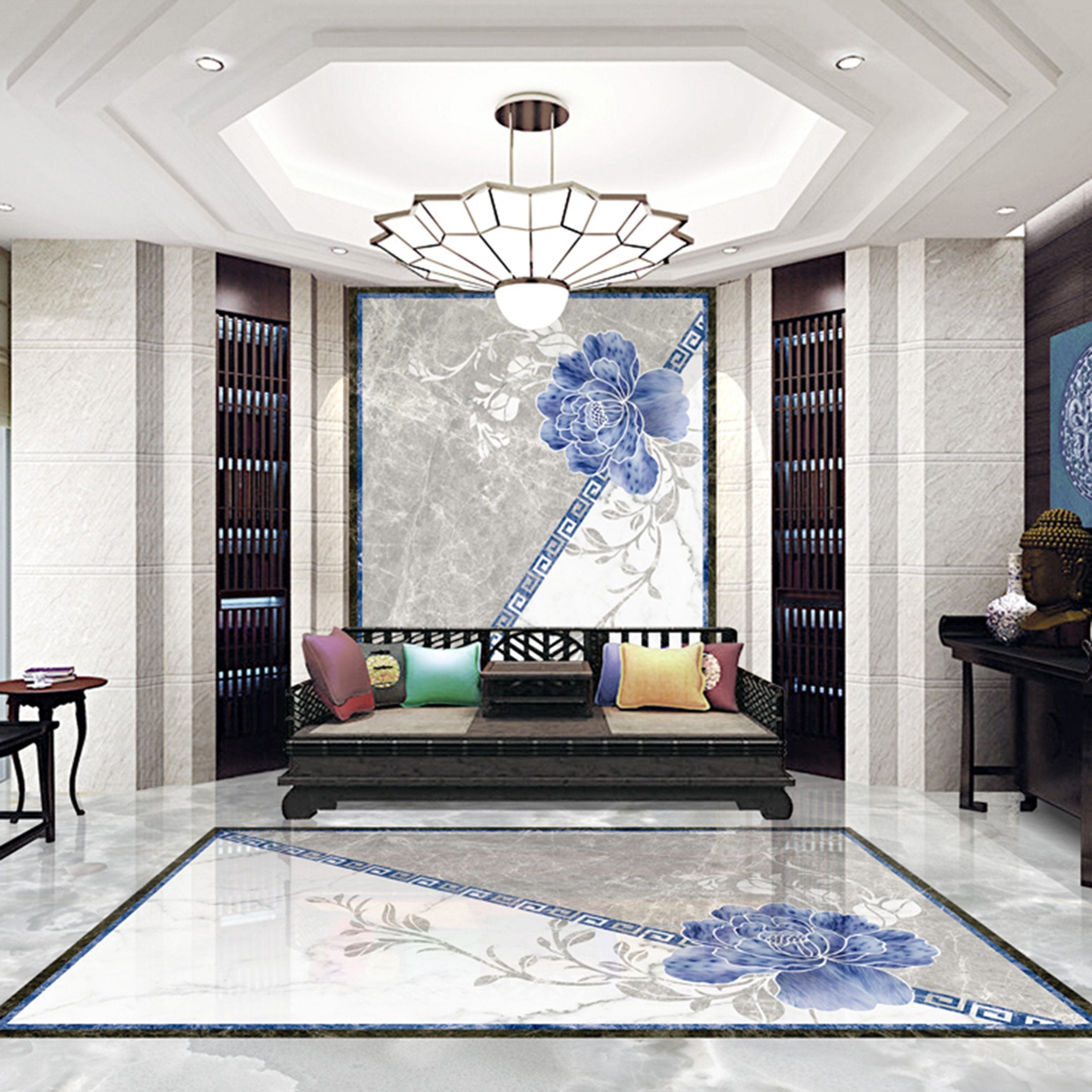 3D Blue Rose WG432 Floor Mural Wallpaper AJ Wallpaper 2