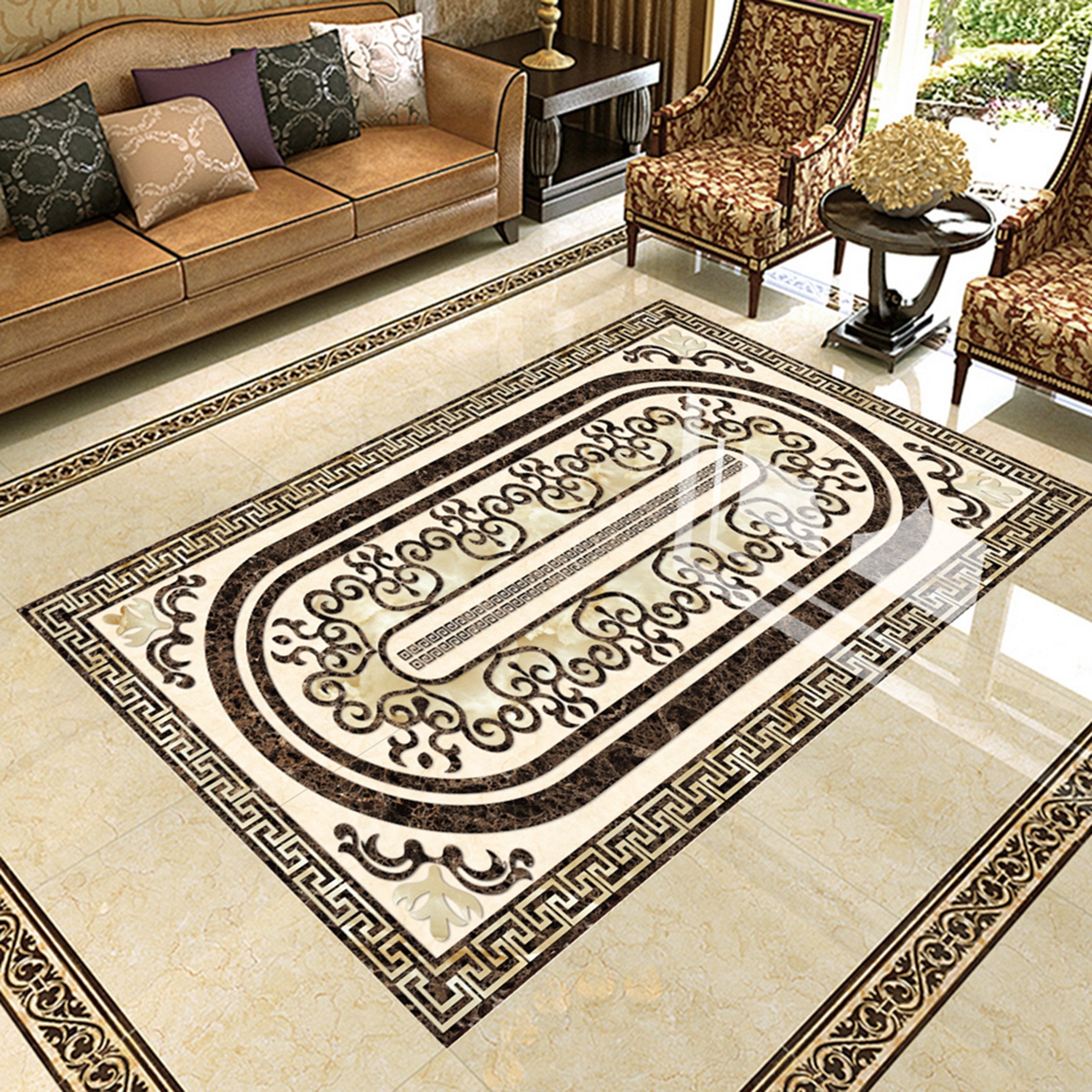 3D Black Marble Pattern WG335 Floor Mural Wallpaper AJ Wallpaper 2