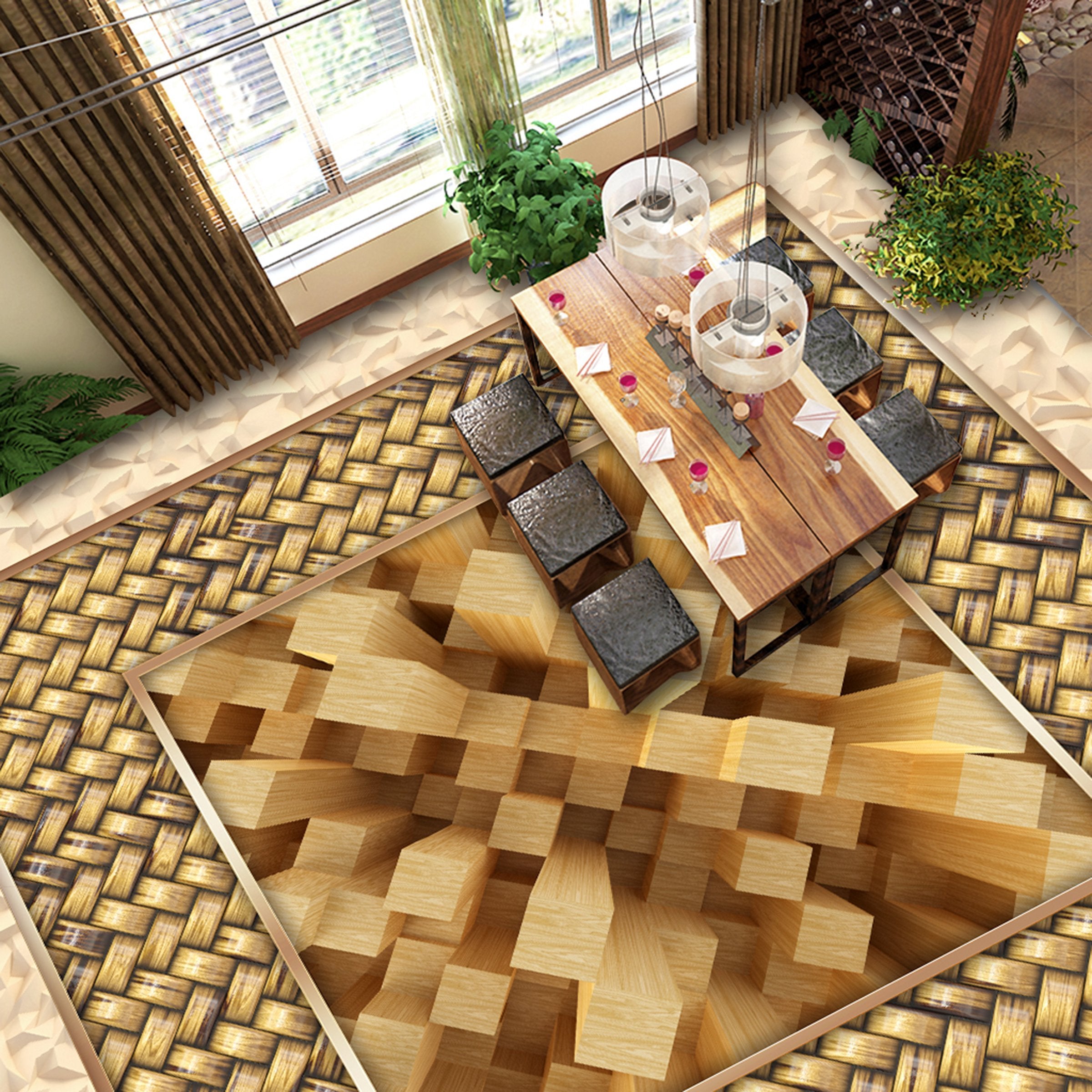 3D Yellow Wood WG142 Floor Mural Wallpaper AJ Wallpaper 2