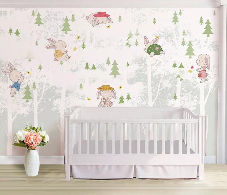 3D Powder Rabbit WG895 Wall Murals