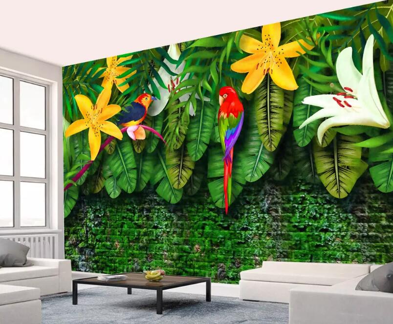 3D Parrot Flower 375 Wall Murals Wallpaper AJ Wallpaper 2