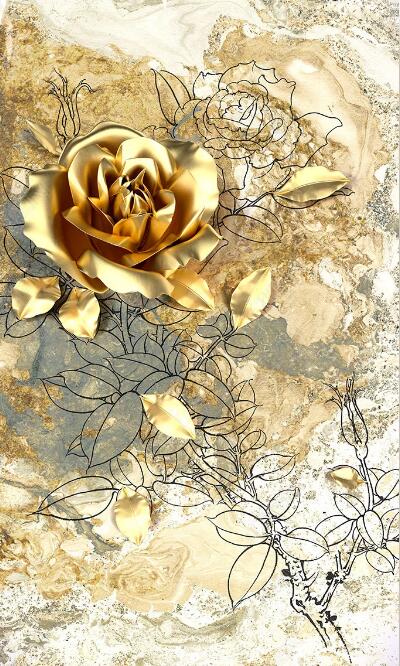 3D Golden Flower WC289 Wall Murals