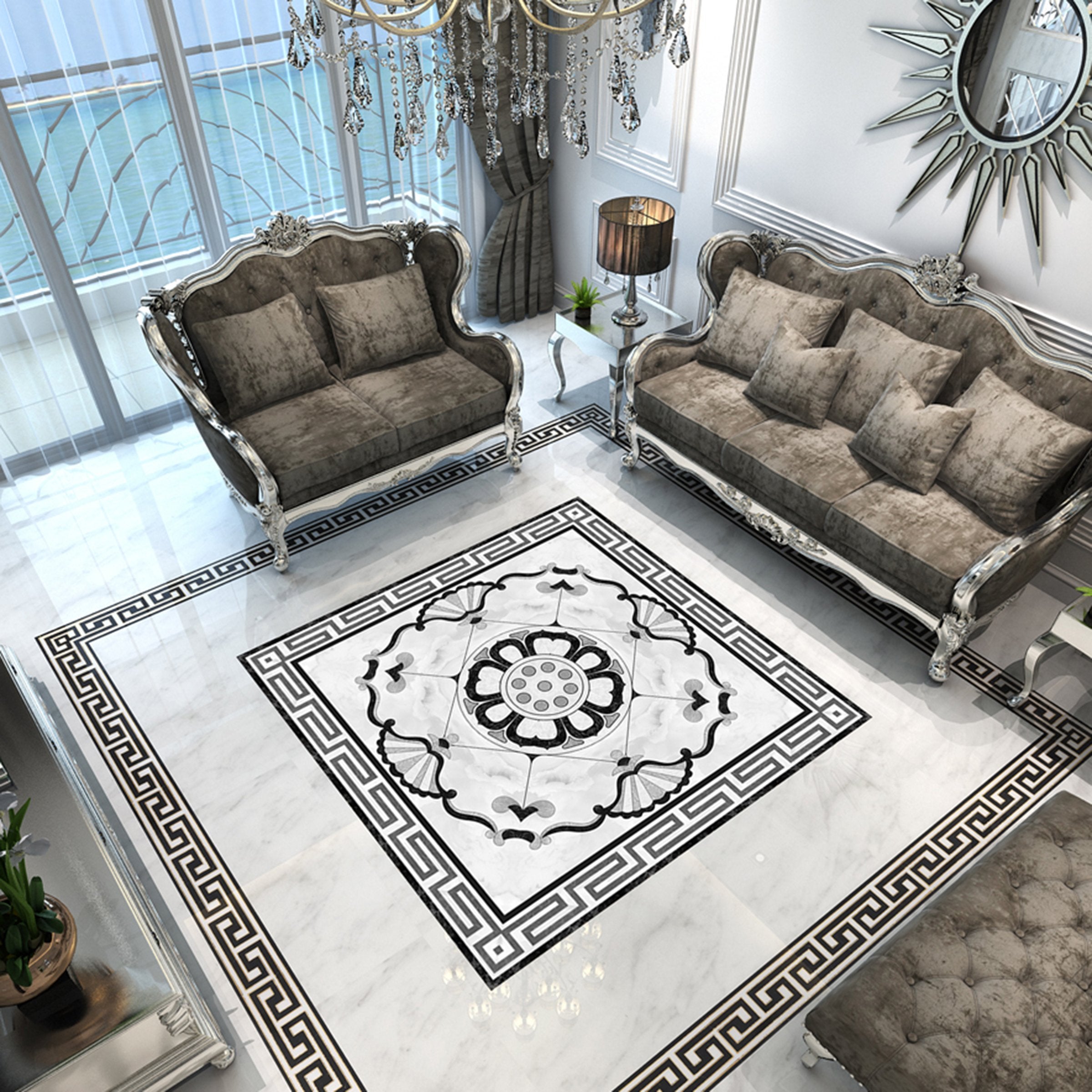 3D Square Black Stripes WG719 Floor Mural Wallpaper AJ Wallpaper 2