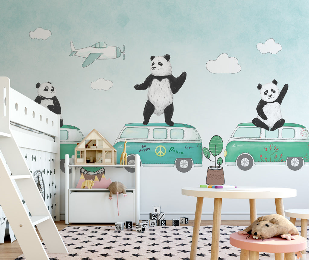 3D Car Panda WC003 Wall Murals