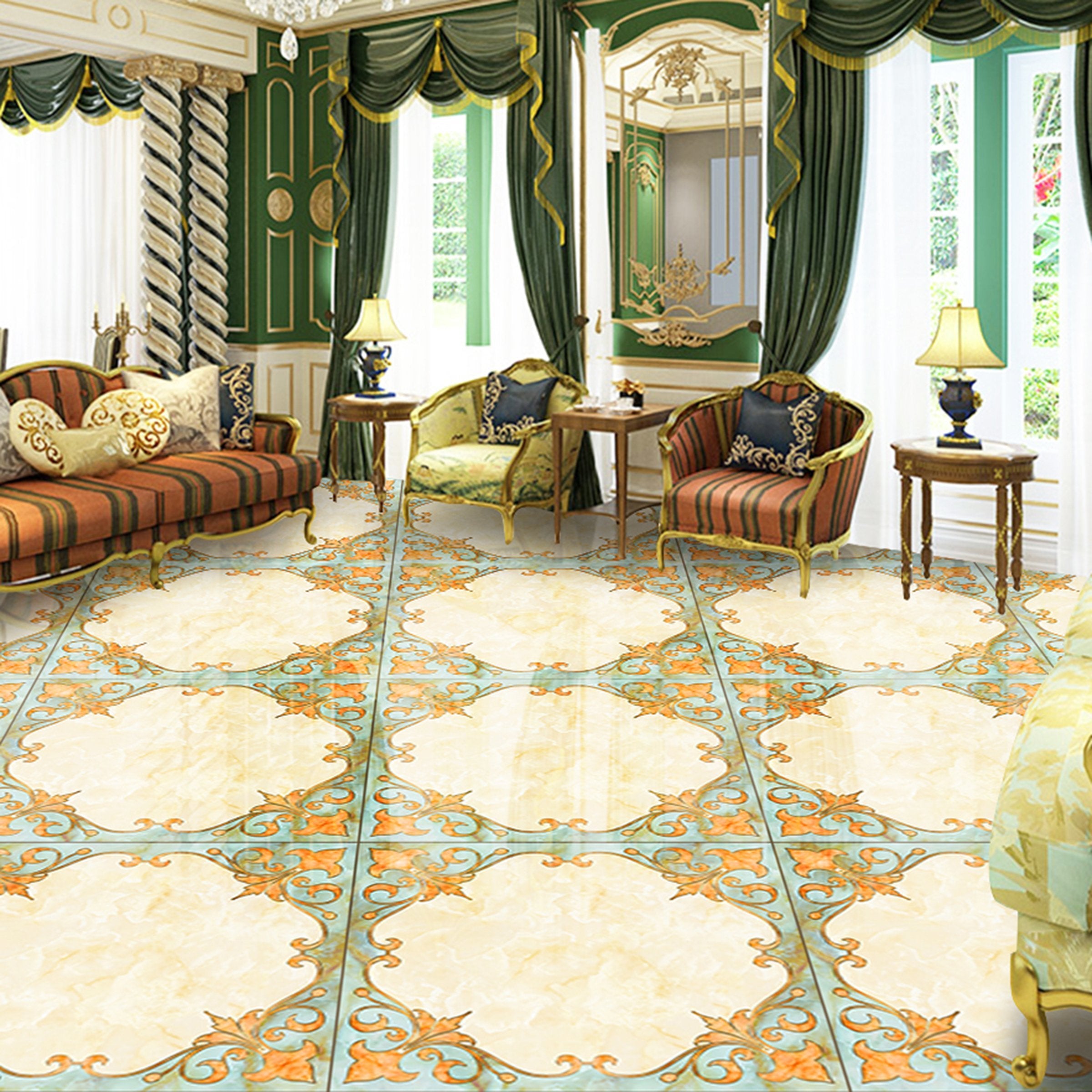 3D Marble Stripe WG677 Floor Mural Wallpaper AJ Wallpaper 2
