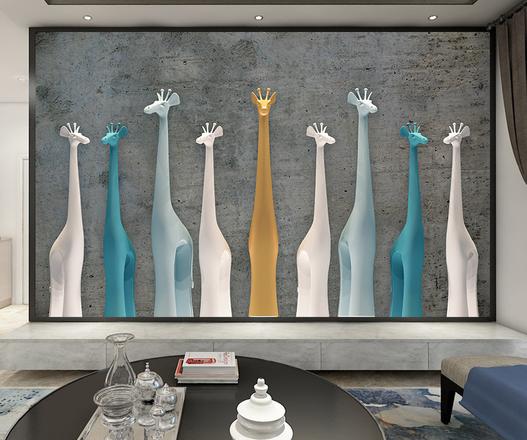 3D Painted Giraffe WC034 Wall Murals