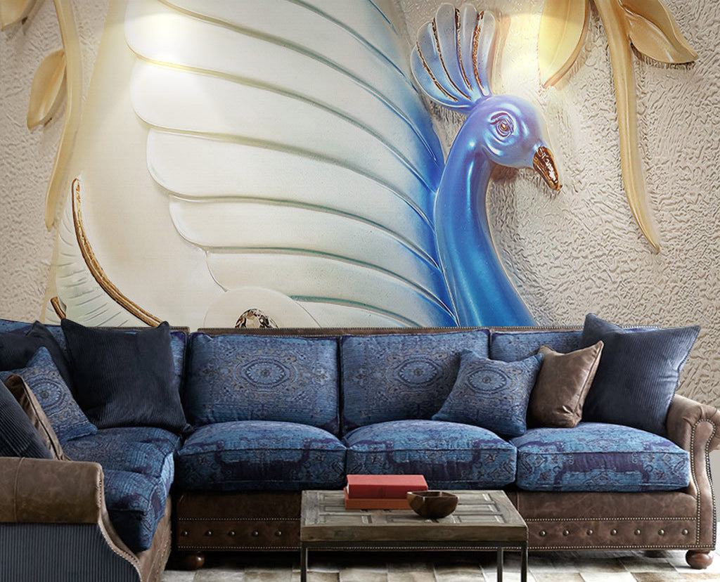 3D Crystal Peacock WG306 Wall Murals
