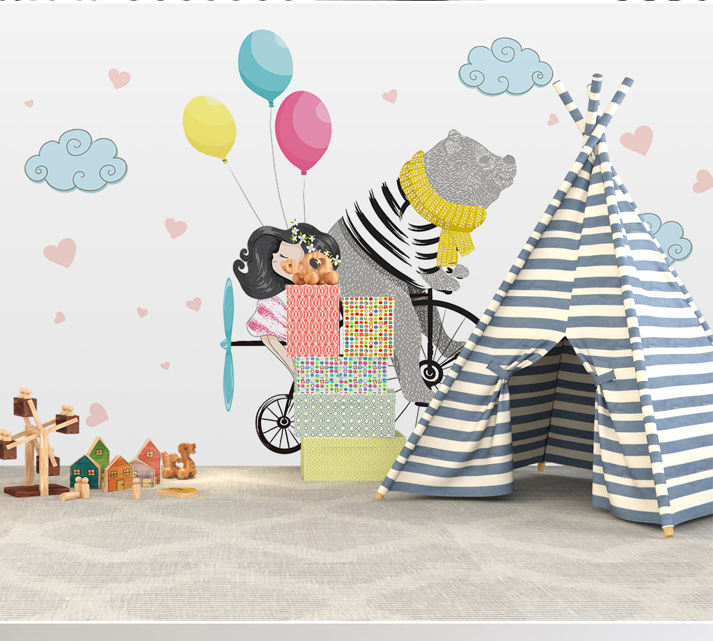 3D Balloon Bicycle WG465 Wall Murals