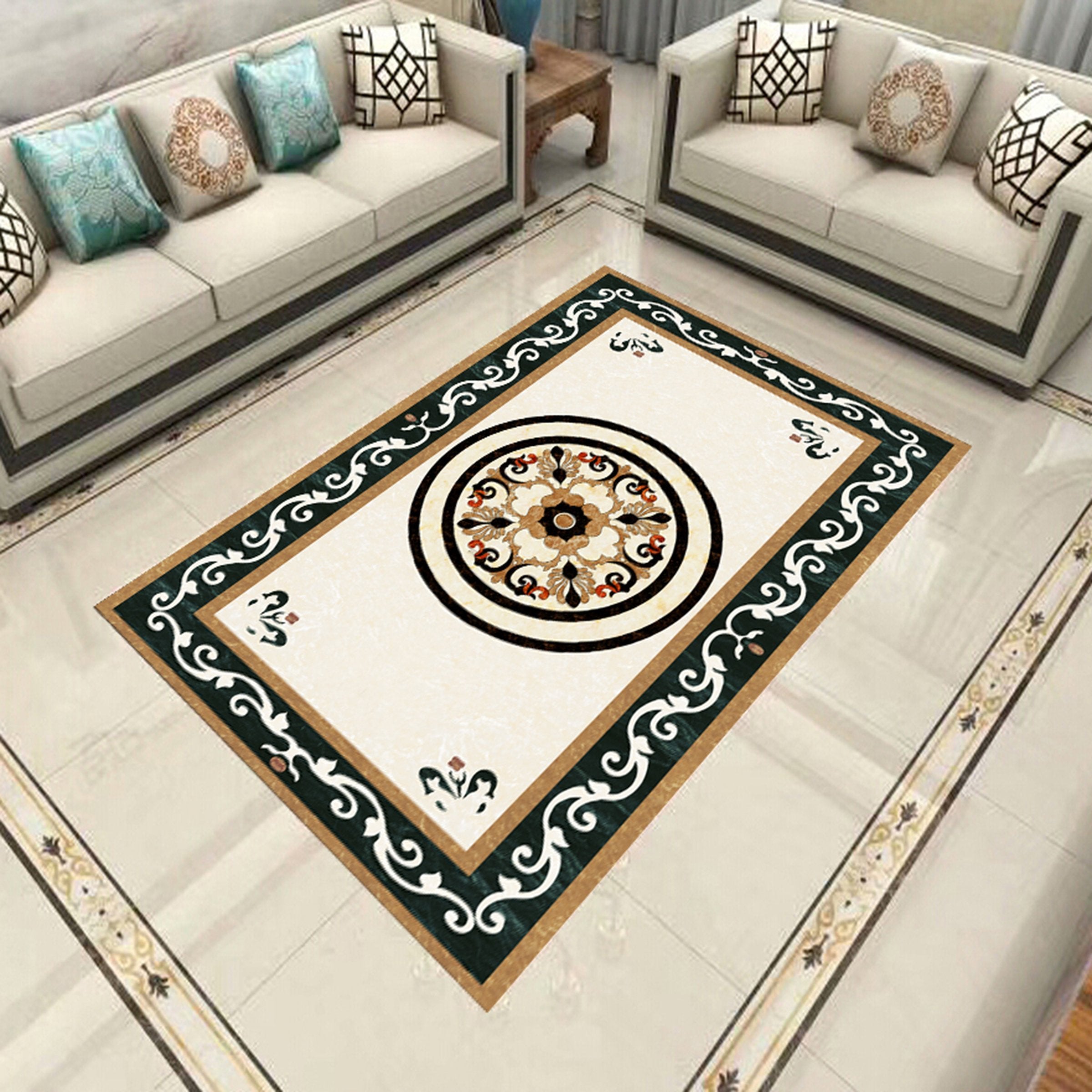 3D Black Round Pattern WG599 Floor Mural Wallpaper AJ Wallpaper 2