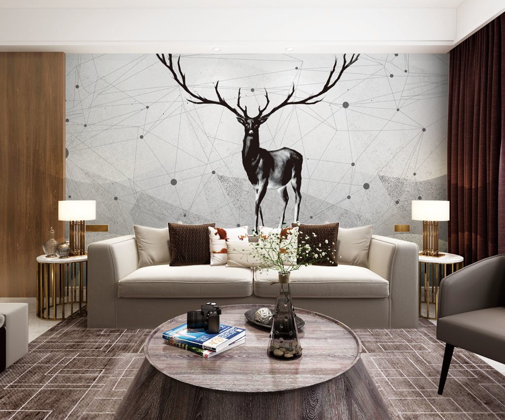 3D Grey Deer 530 Wall Murals Wallpaper AJ Wallpaper 2