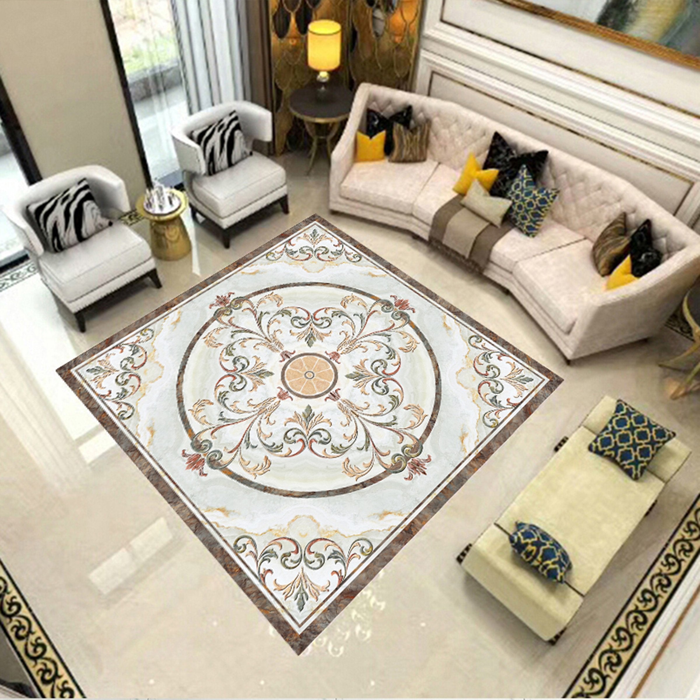 3D Round Stripe WG590 Floor Mural Wallpaper AJ Wallpaper 2