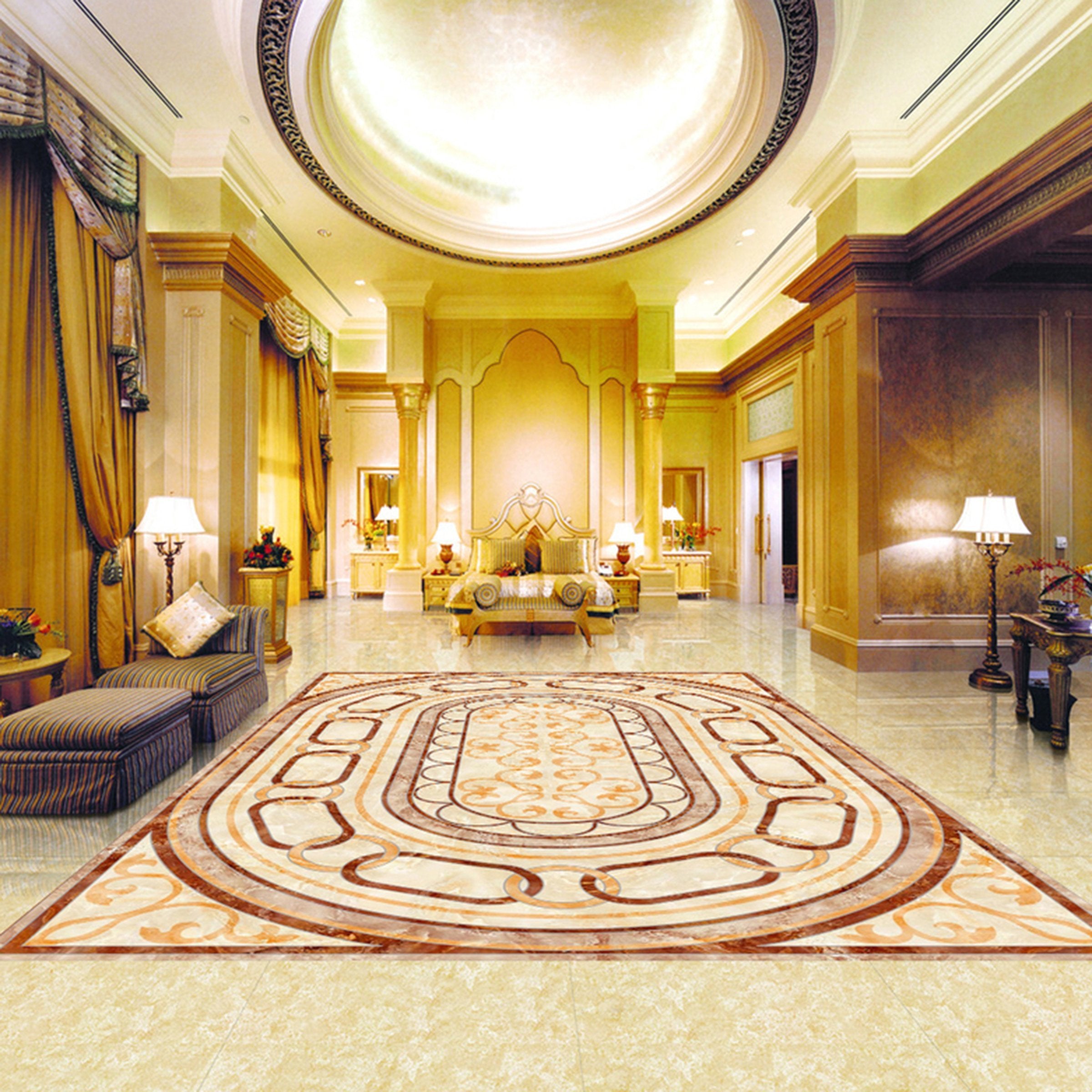 3D Oval Yellow Pattern WG422 Floor Mural Wallpaper AJ Wallpaper 2