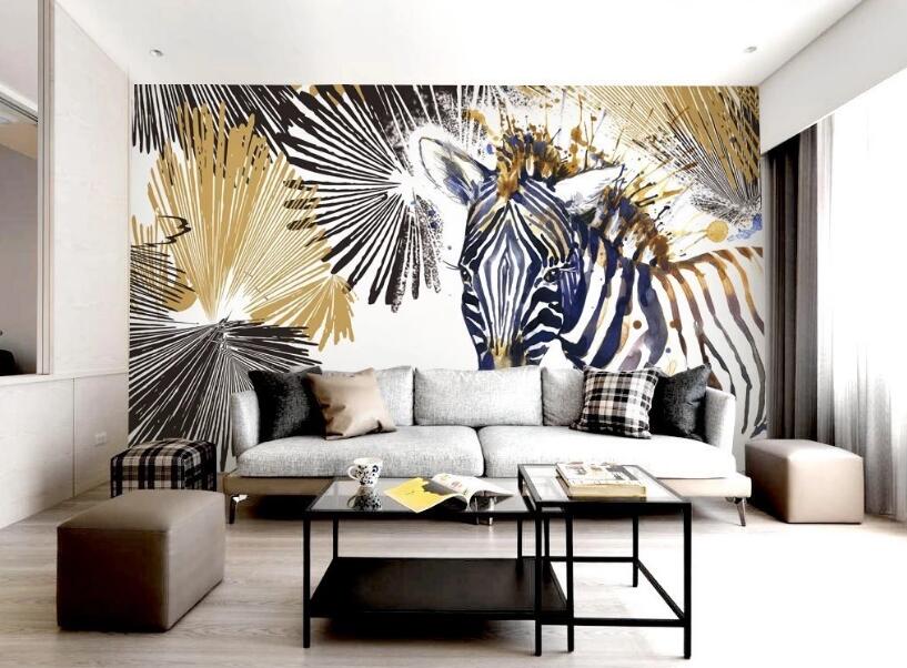 3D Color Zebra 108 Wall Murals Wallpaper AJ Wallpaper 2