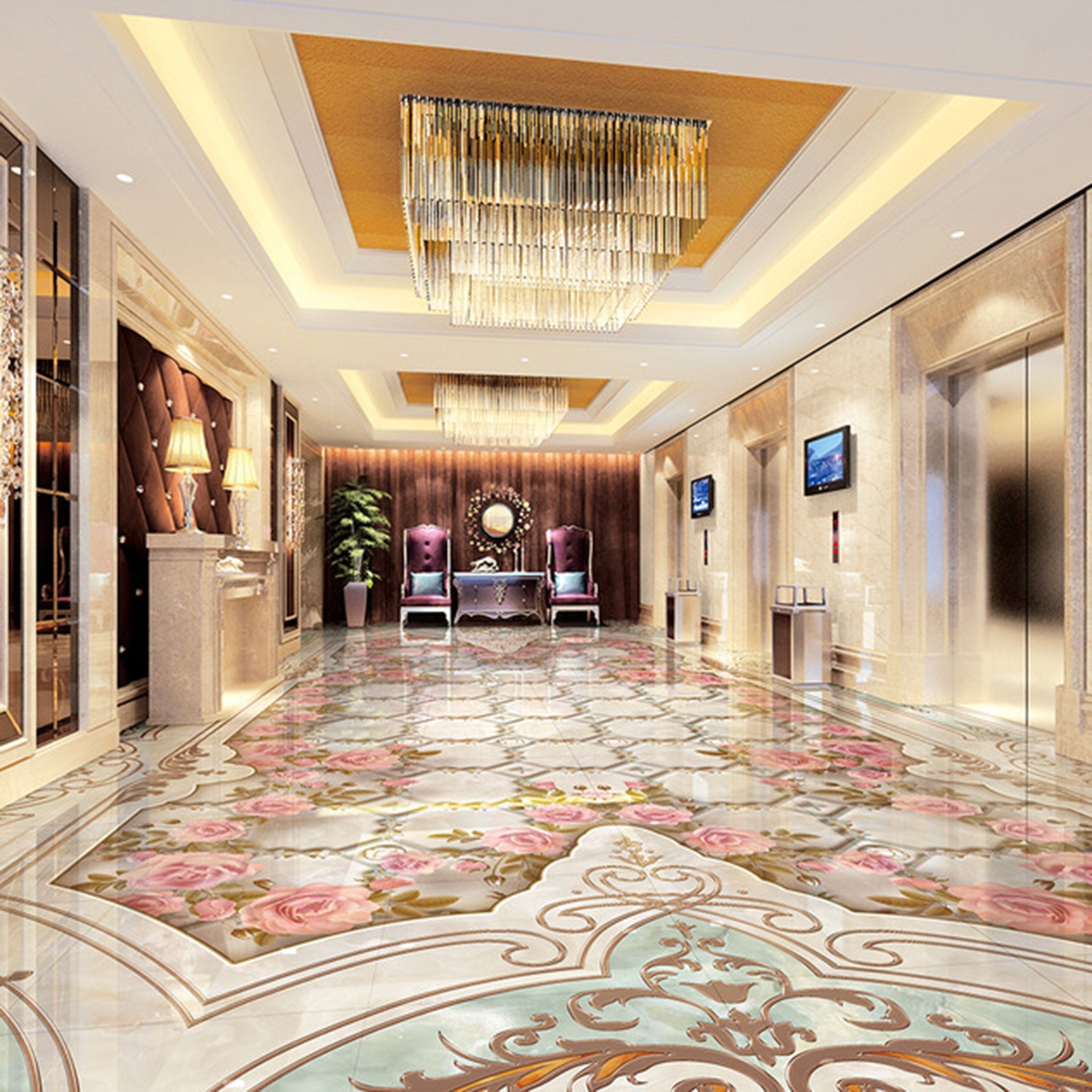 3D Pink Rose WG285 Floor Mural Wallpaper AJ Wallpaper 2