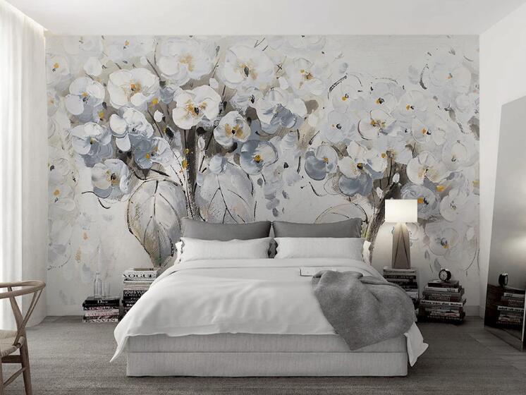 3D White Flowers WG43 Wall Murals Wallpaper AJ Wallpaper 2