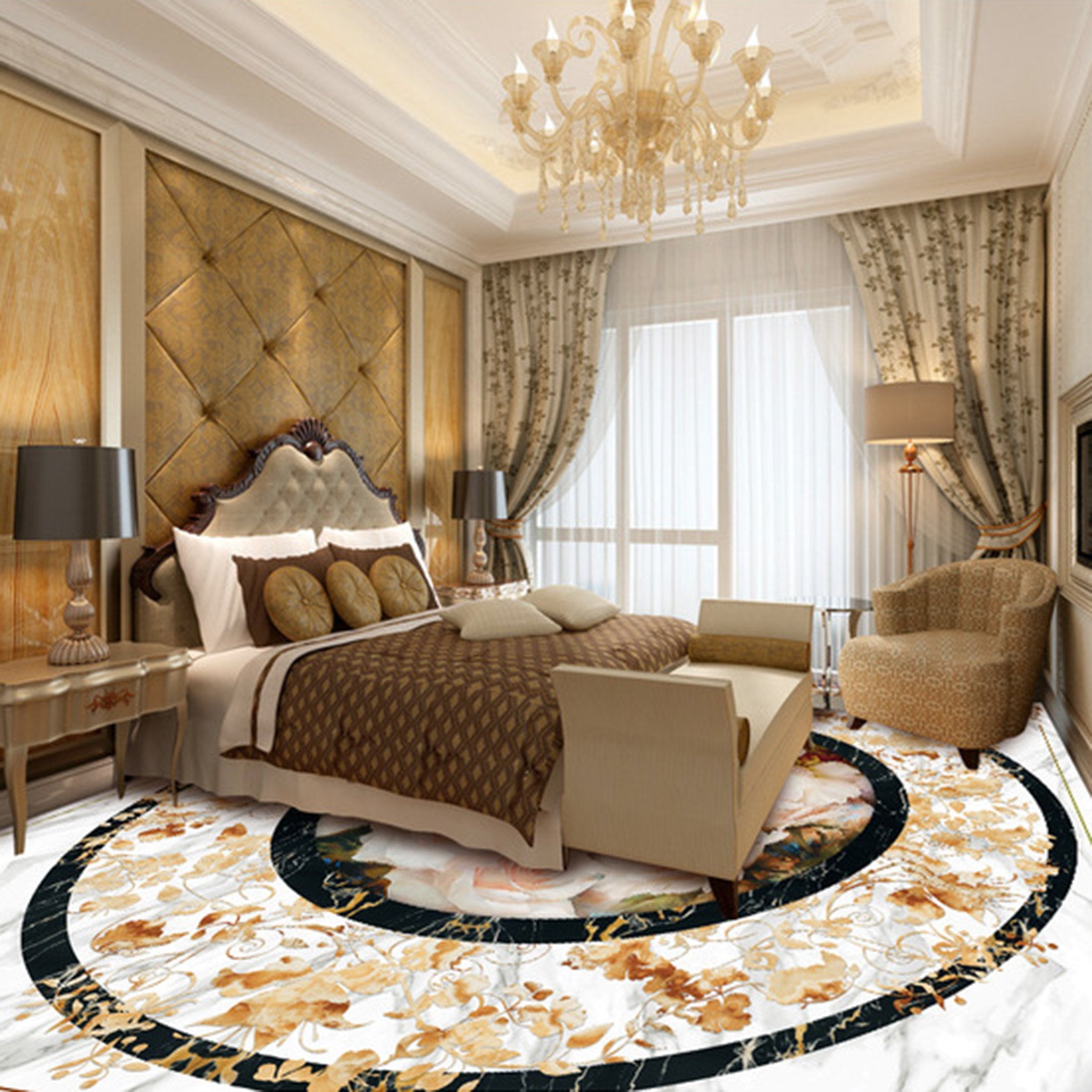 3D Flower Pattern WG137 Floor Mural Wallpaper AJ Wallpaper 2