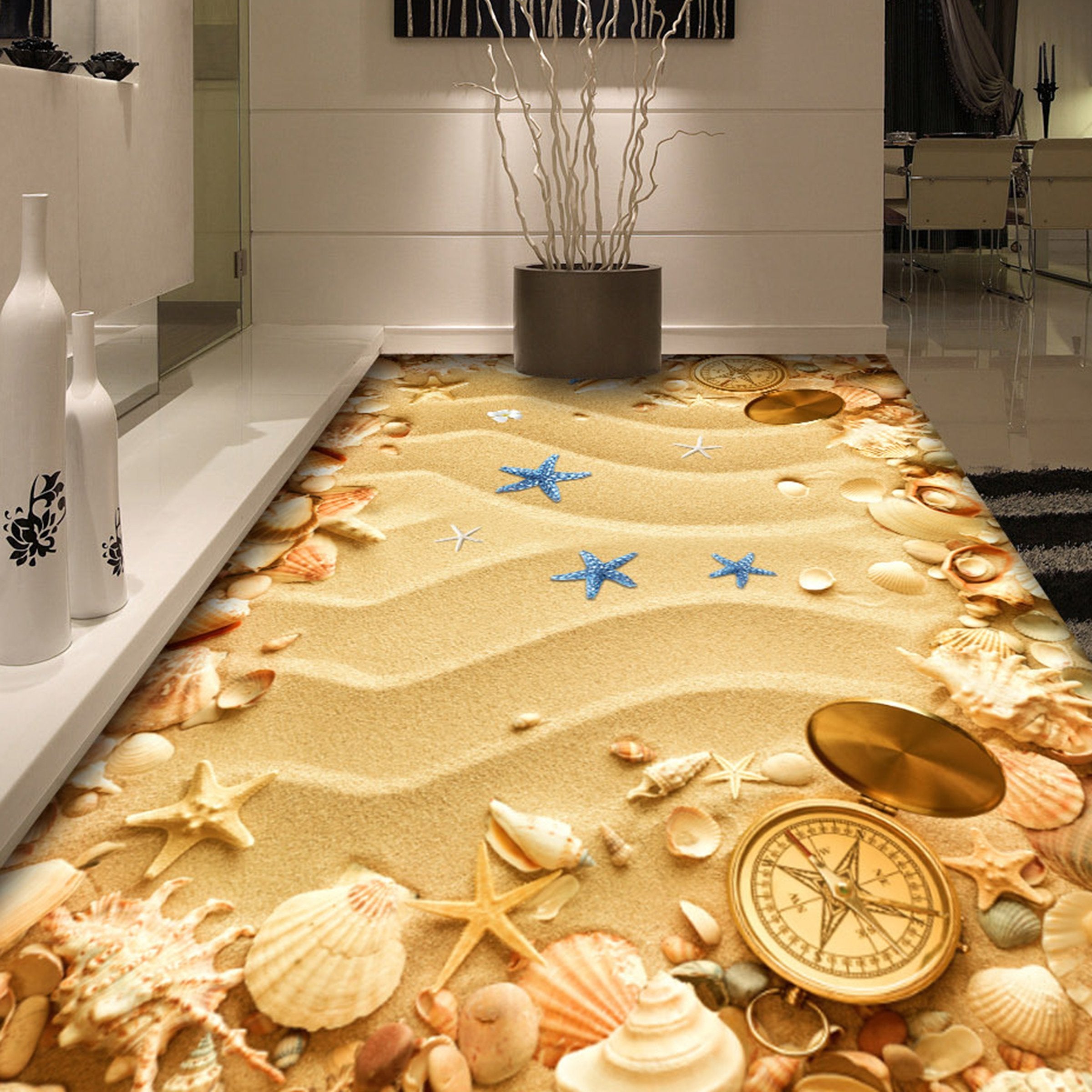 3D Beach Starfish WG059 Floor Mural Wallpaper AJ Wallpaper 2