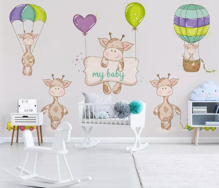 3D Cow Balloon WG994 Wall Murals