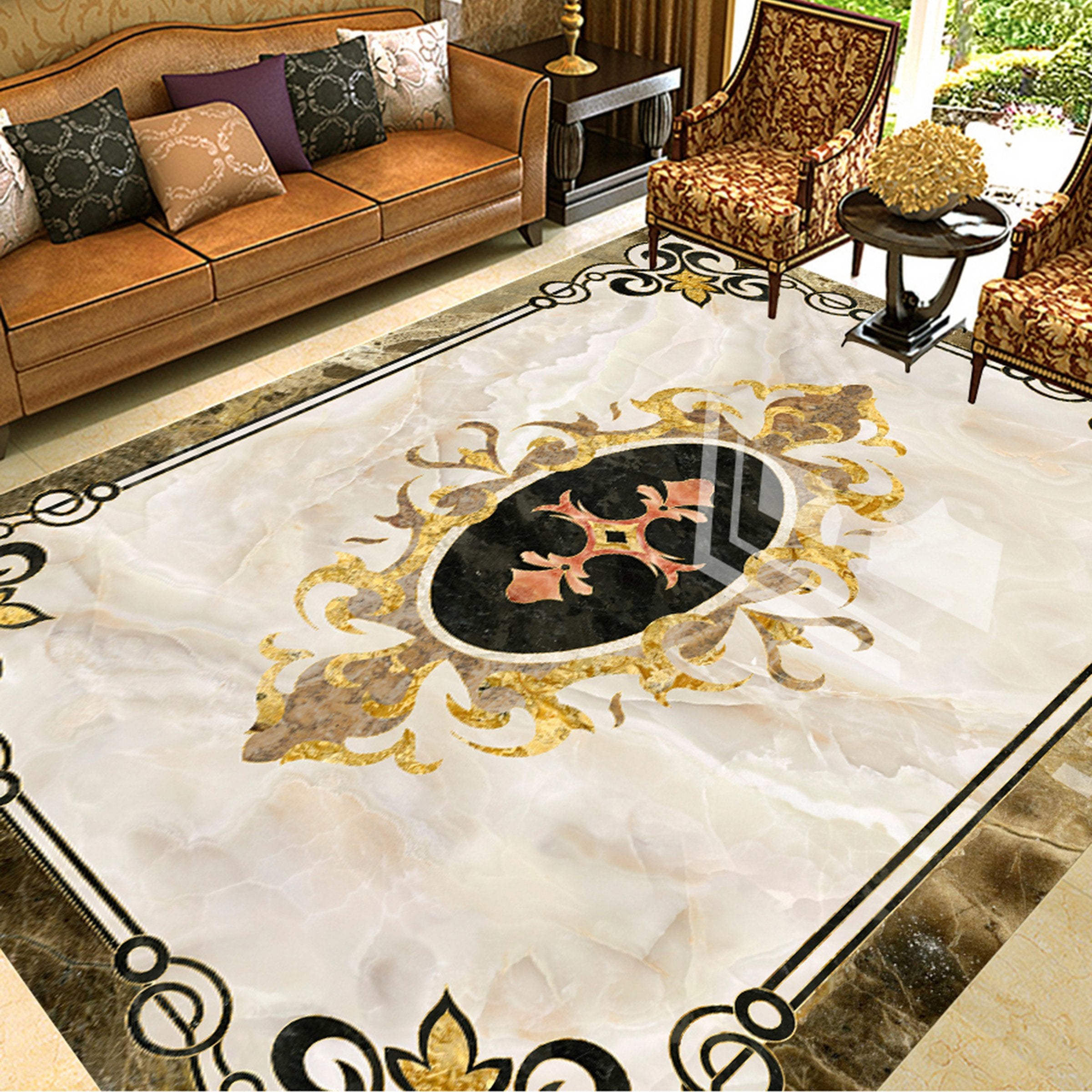 3D Black Marble Pattern WG378 Floor Mural Wallpaper AJ Wallpaper 2