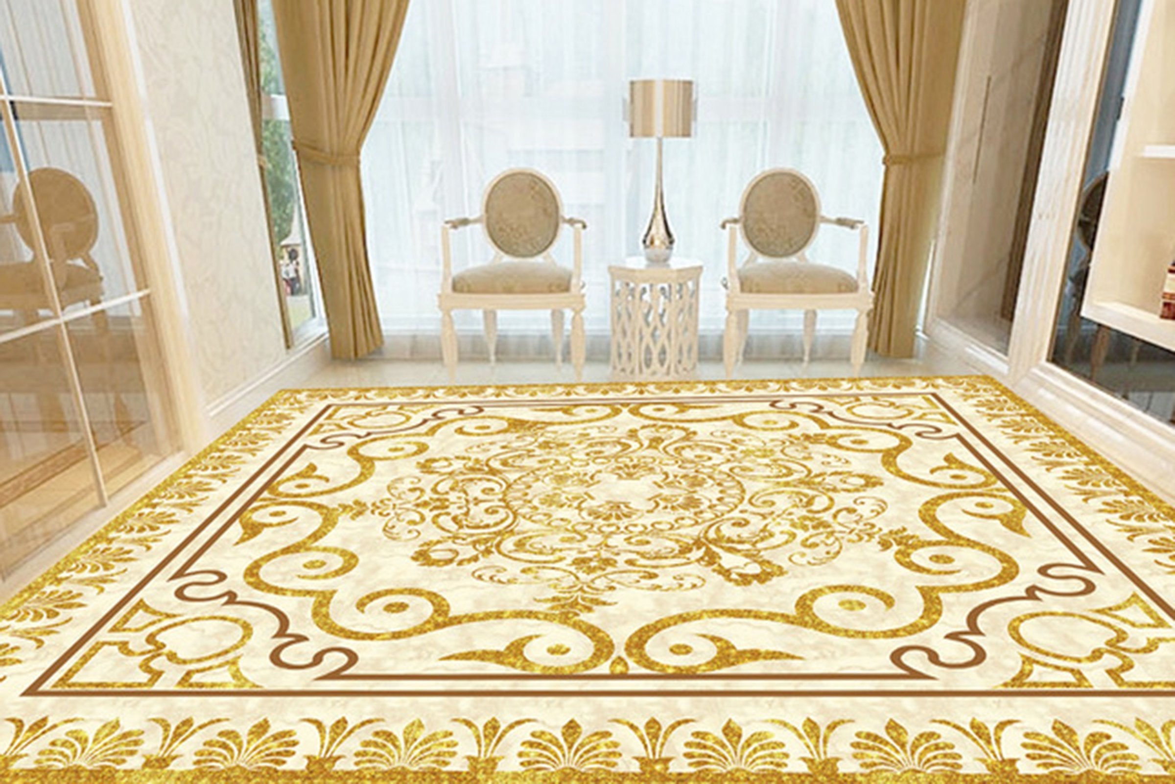 3D Yellow Lace WG029 Floor Mural Wallpaper AJ Wallpaper 2