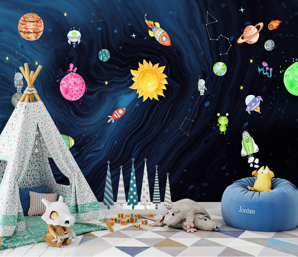 3D Cute Planet WC084 Wall Murals