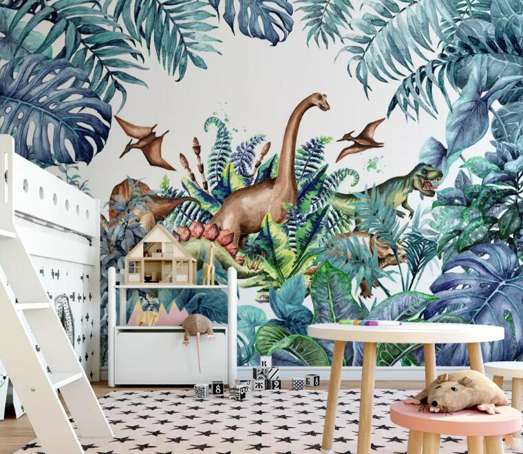 3D Dinosaur Leaves WG83 Wall Murals Wallpaper AJ Wallpaper 2