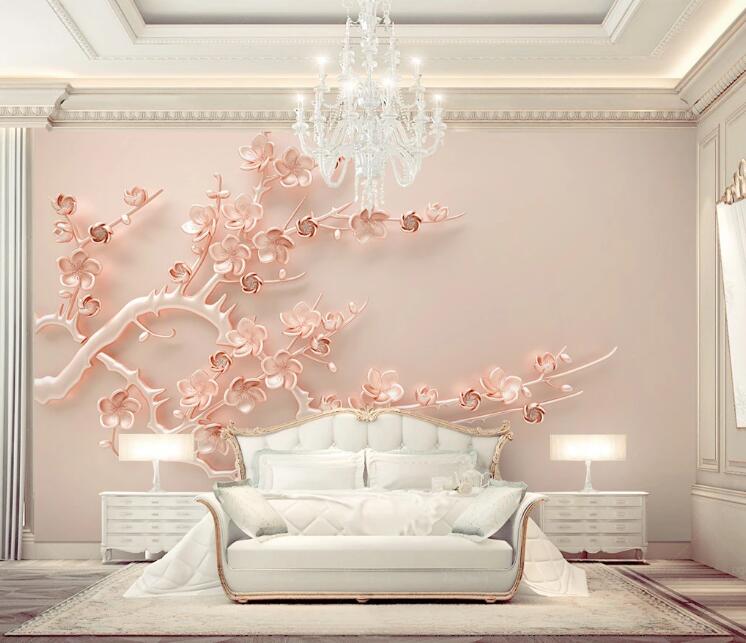 3D Pink Flowers WC113 Wall Murals