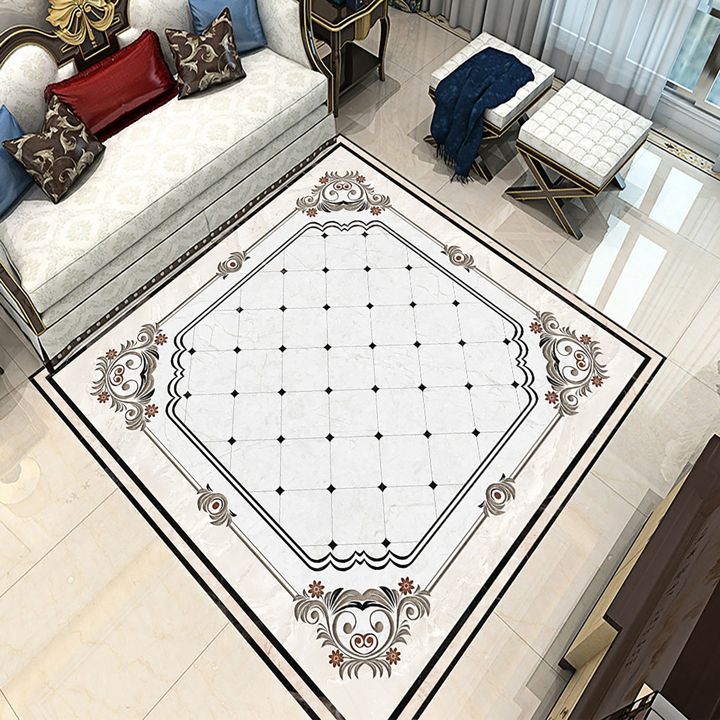 3D Black Diamond Marble WG239 Floor Mural Wallpaper AJ Wallpaper 2