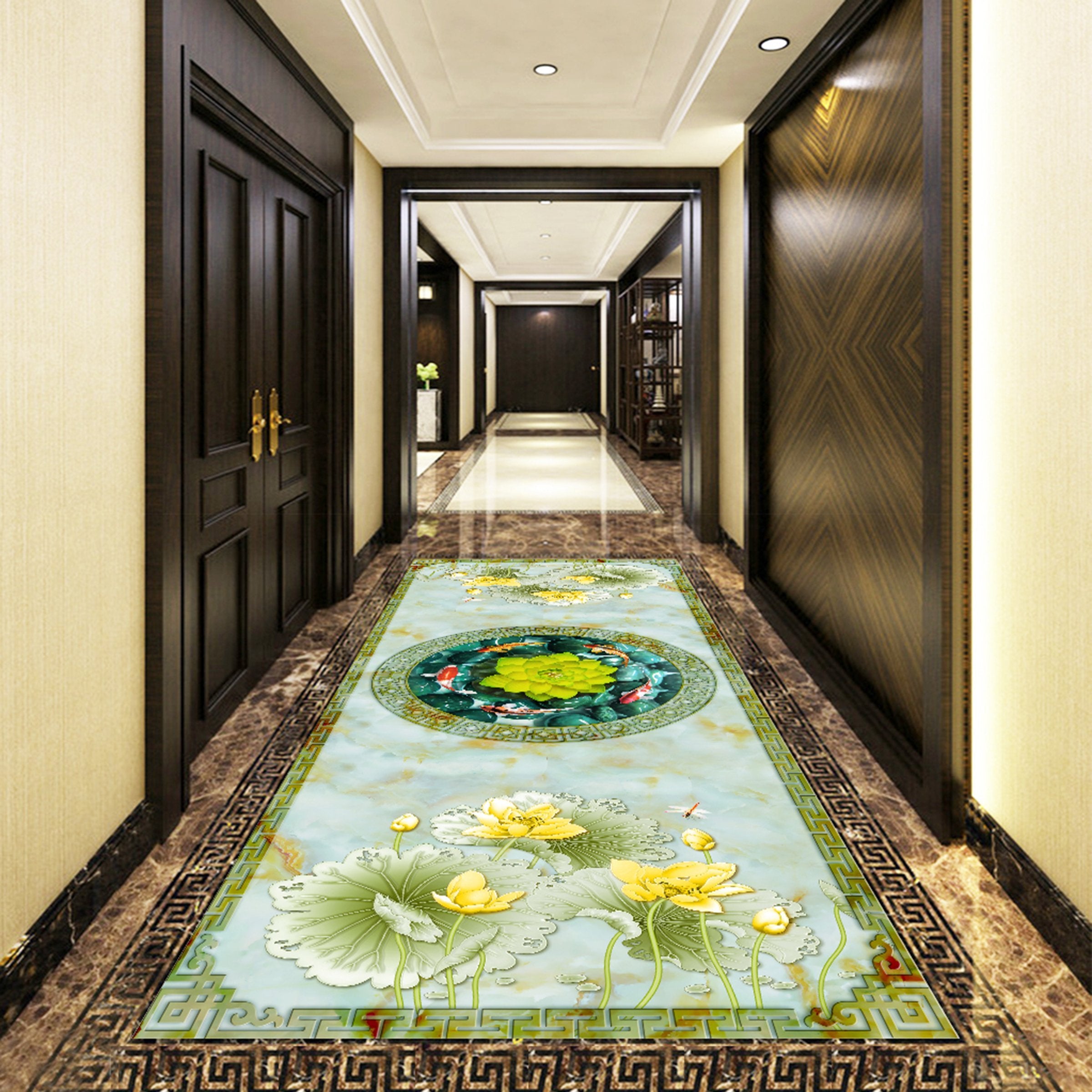 3D Yellow Lotus WG515 Floor Mural Wallpaper AJ Wallpaper 2