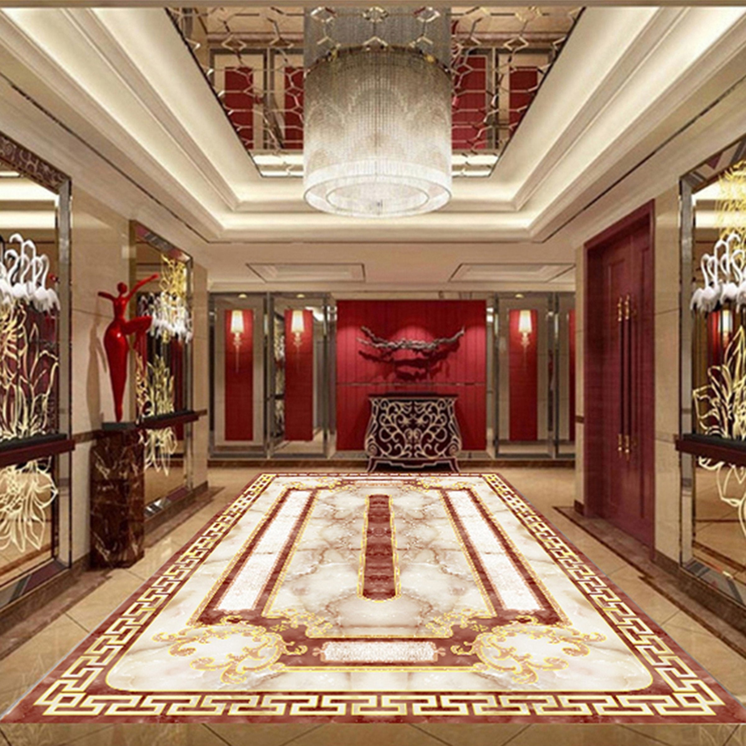 3D Red Marble Pattern WG548 Floor Mural Wallpaper AJ Wallpaper 2
