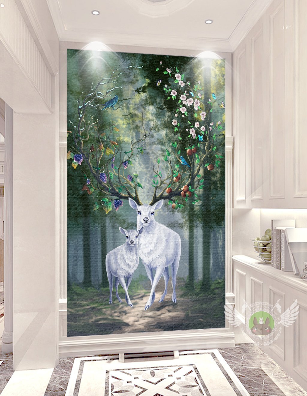 3D White Elk 494 Wall Murals Wallpaper AJ Wallpaper 2