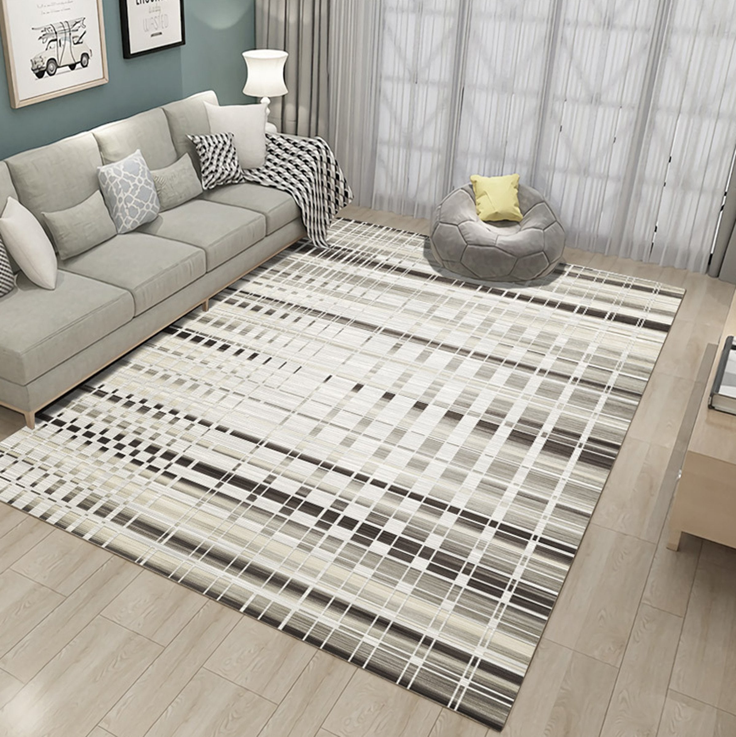 3D Black Geometry WG308 Non Slip Rug Mat Mat AJ Creativity Home