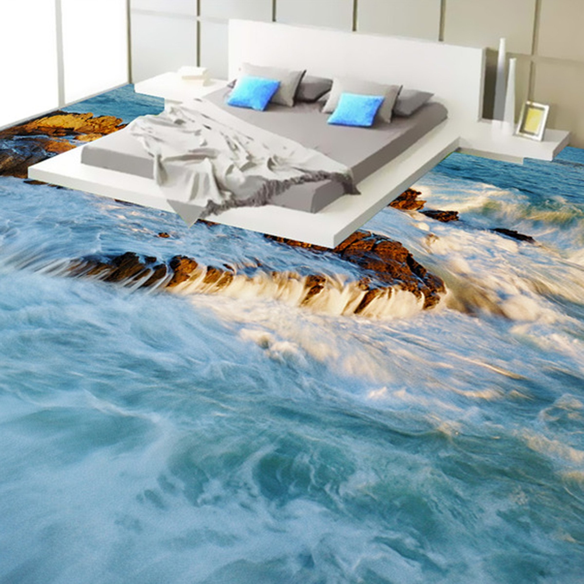 3D Blue Sea WG152 Floor Mural Wallpaper AJ Wallpaper 2