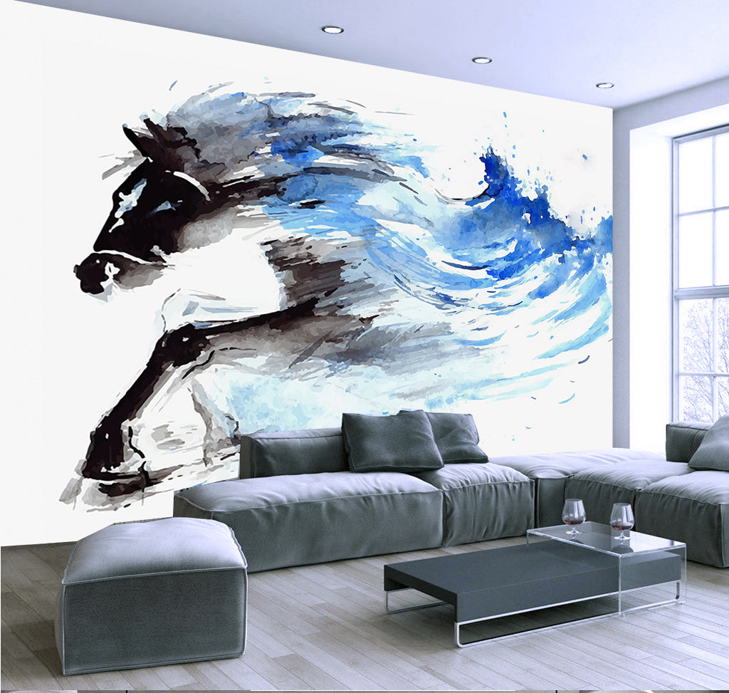 3D Blue Horse WG193 Wall Murals