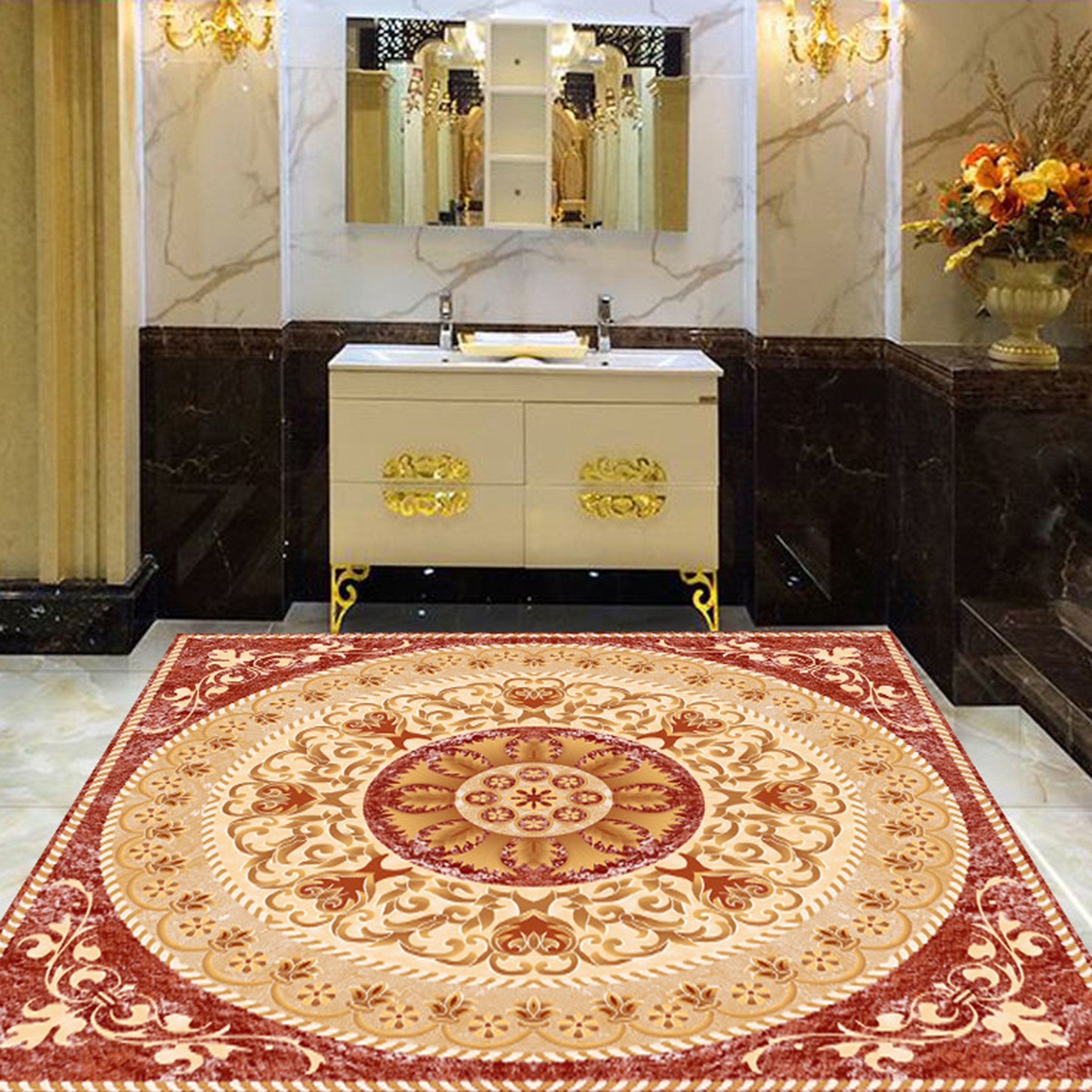 3D Round Marble Pattern WG352 Floor Mural Wallpaper AJ Wallpaper 2