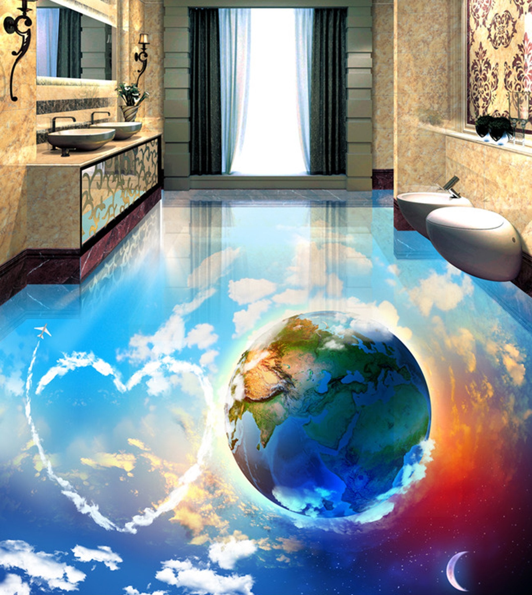 3D Planet WG041 Floor Mural Wallpaper AJ Wallpaper 2