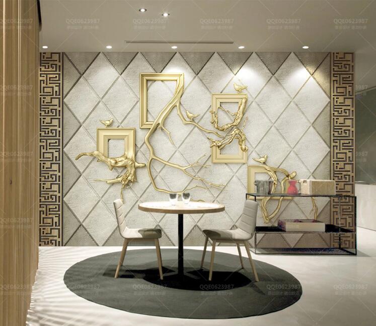 3D Gold Pattern WC158 Wall Murals