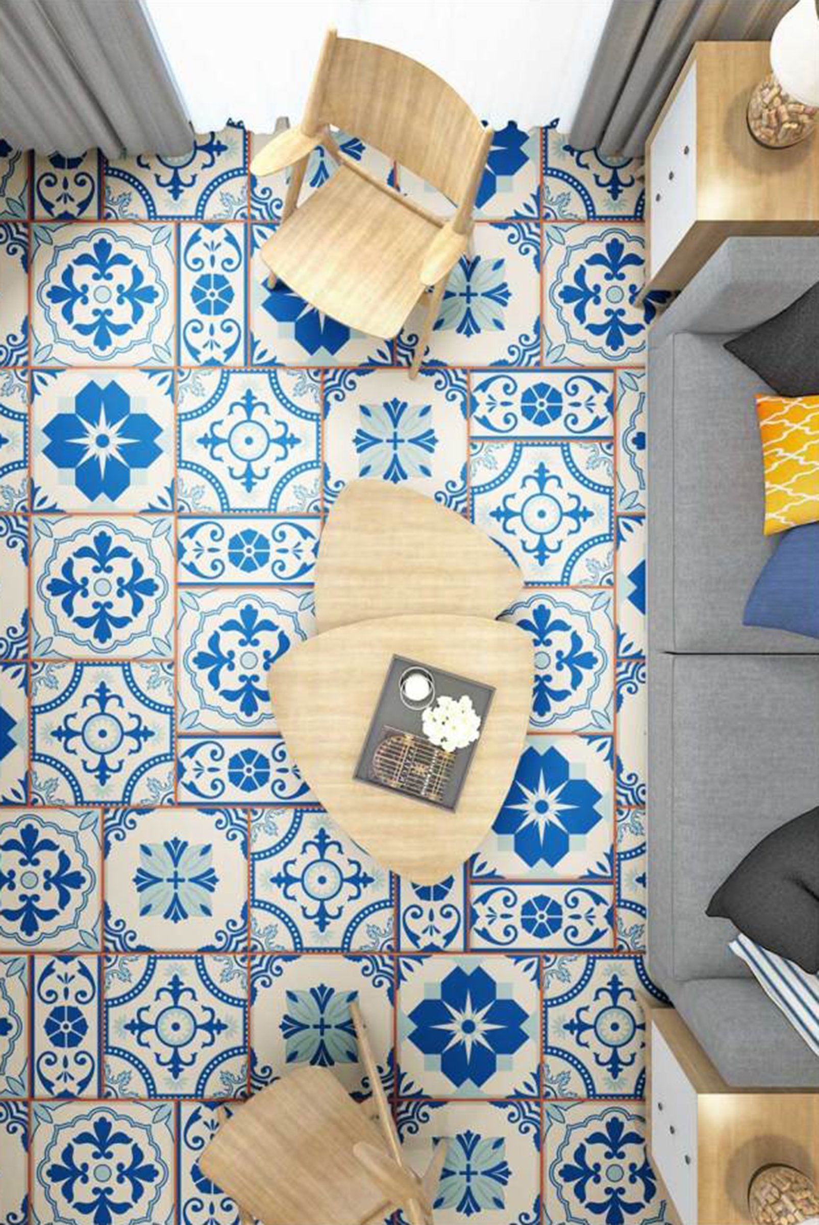 3D Blue Pattern WG168 Floor Mural Wallpaper AJ Wallpaper 2