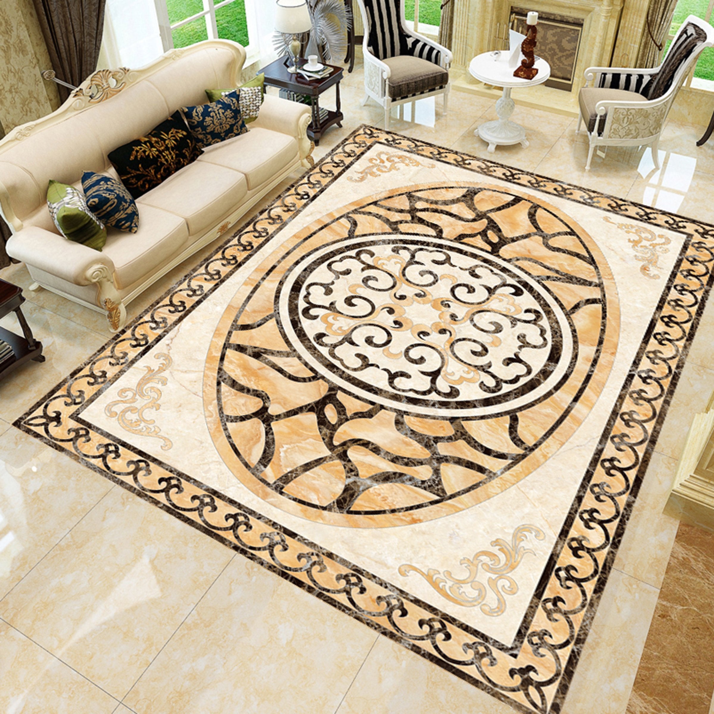 3D Black Pattern WG533 Floor Mural Wallpaper AJ Wallpaper 2