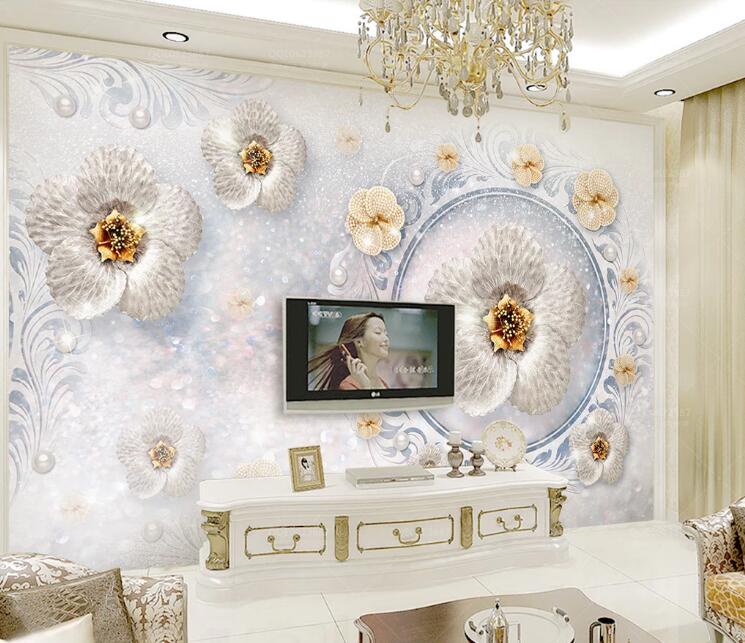 3D White Petals WG70 Wall Murals Wallpaper AJ Wallpaper 2