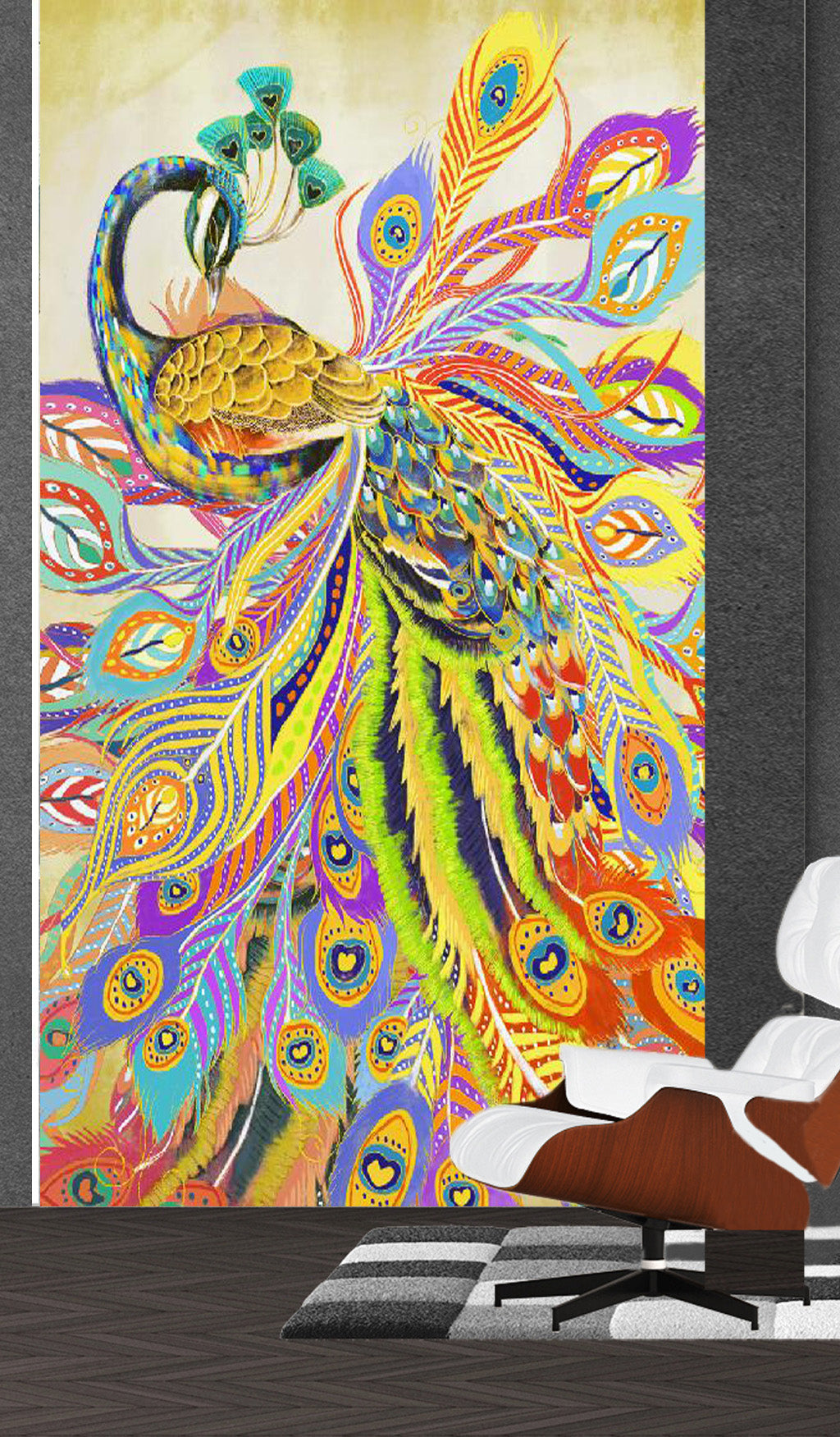 3D Painted Peacock WG126 Wall Murals