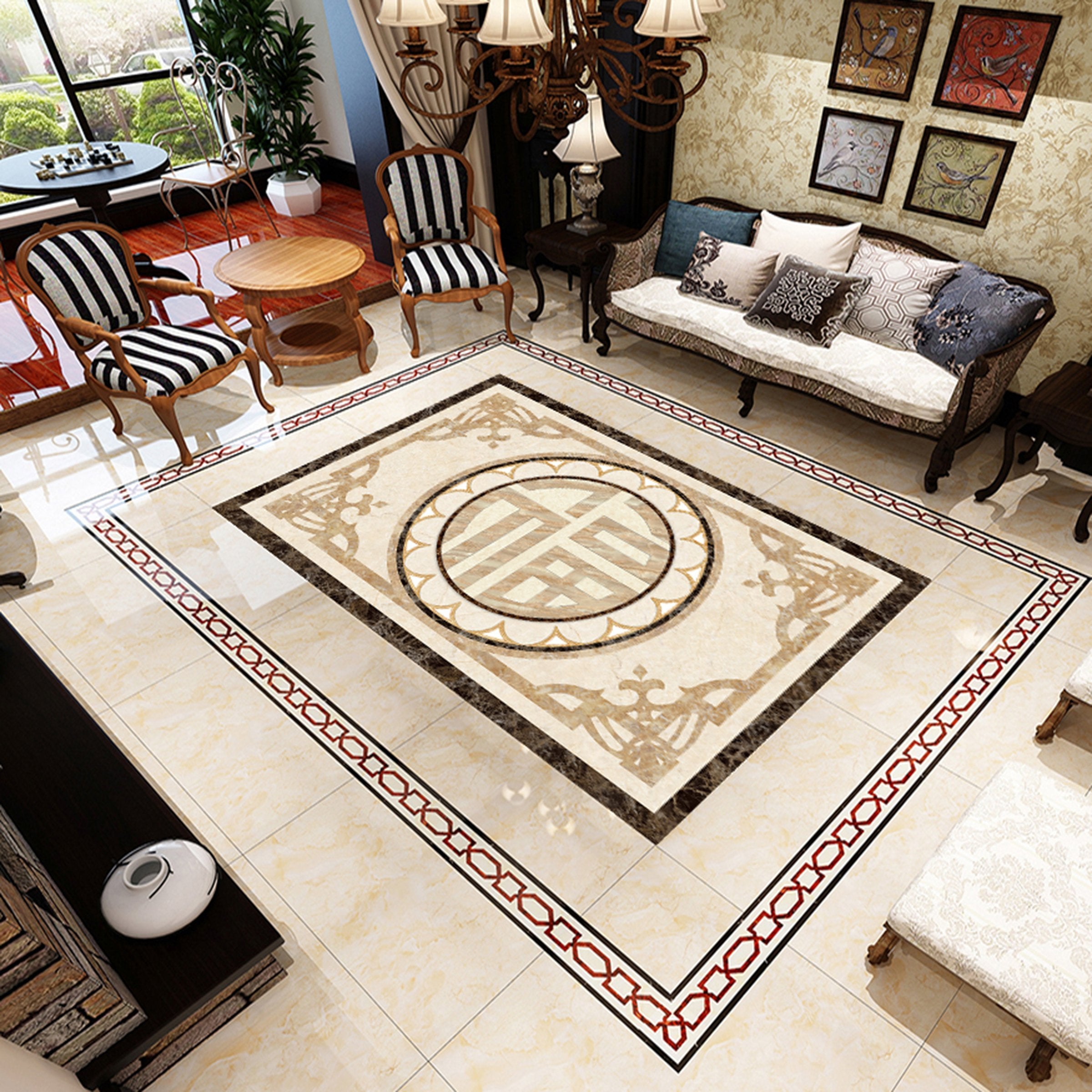 3D Round Marble Pattern WG691 Floor Mural Wallpaper AJ Wallpaper 2