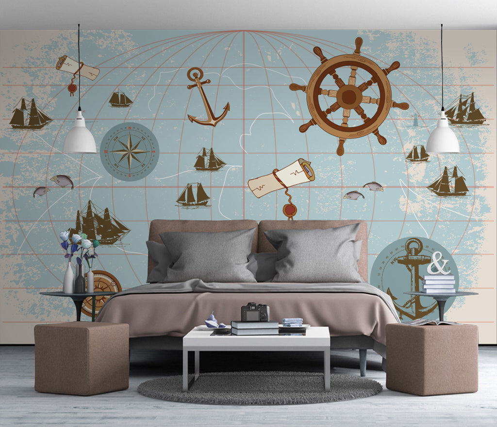 3D Earth Nautical WC087 Wall Murals