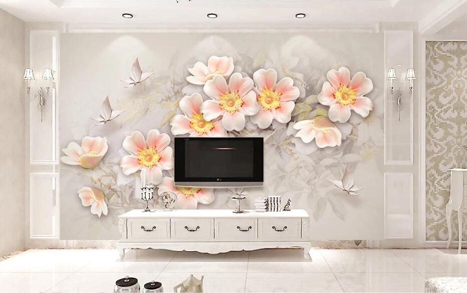 3D Flower Butterfly WG78 Wall Murals Wallpaper AJ Wallpaper 2