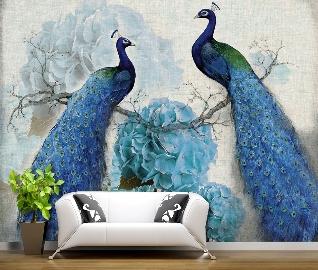 3D Blue Peacock WG043 Wall Murals